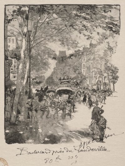 Le Boulevard bij het Vaudeville door Auguste Louis Lepère
