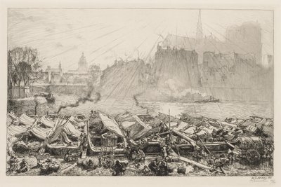 Le Grande Marché aux Pommes, 1917 door Auguste Louis Lepère