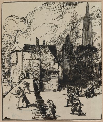 Beleg van Maubeuge, 1914 door Auguste Louis Lepère