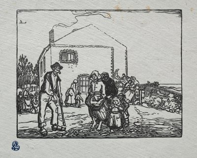 De bedelaars bij het laatste huis, 1905 door Auguste Louis Lepère