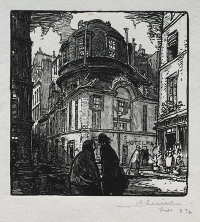 Zicht op het Hotel Colbert door Auguste Louis Lepère