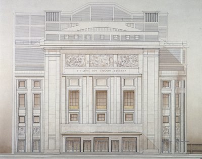 Theater van de Champs-Elysées: gevel - project door Perret door Auguste Perret