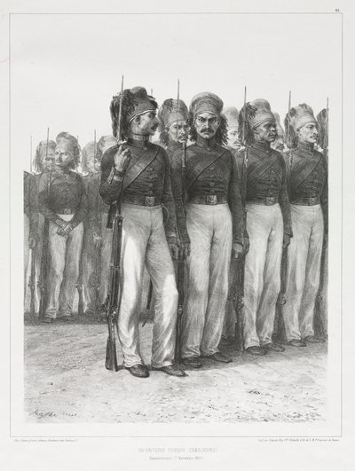 Turkse infanterie, jagers door Auguste Raffet