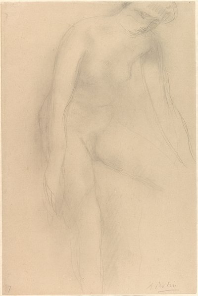 Staand vrouwelijk naakt, voorovergebogen door Auguste Rodin