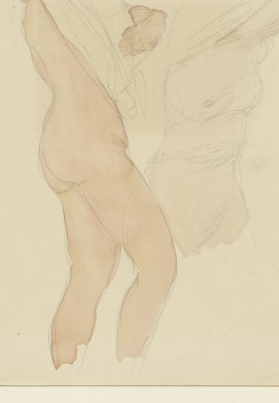 Studieblad met twee vrouwen die hun hemd uittrekken door Auguste Rodin
