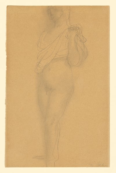 Studie eines Aktes mit Draperie door Auguste Rodin