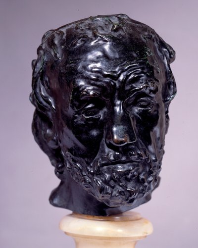 Hoofd van man met gebroken neus door Auguste Rodin