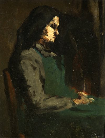 Vrouw met een Groene Schort door Auguste Theodule Ribot
