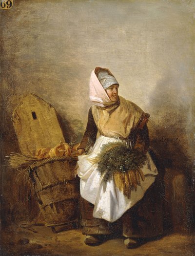 Een Boerin met Groenten en Brood door Auguste Xavier Leprince