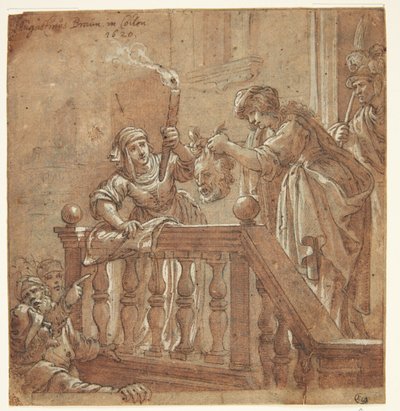 Judith toont het afgehakte hoofd van Holofernes aan het volk door Augustin Braun