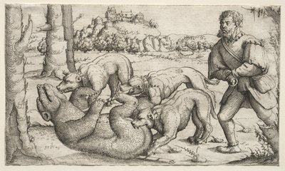 Een Berenjacht door Augustin Hirschvogel