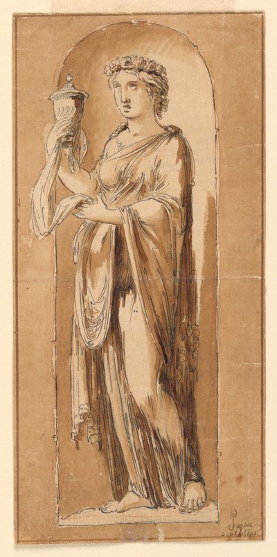 Ontwerp voor een Beeldhouwwerk in een Niche door Augustin Pajou