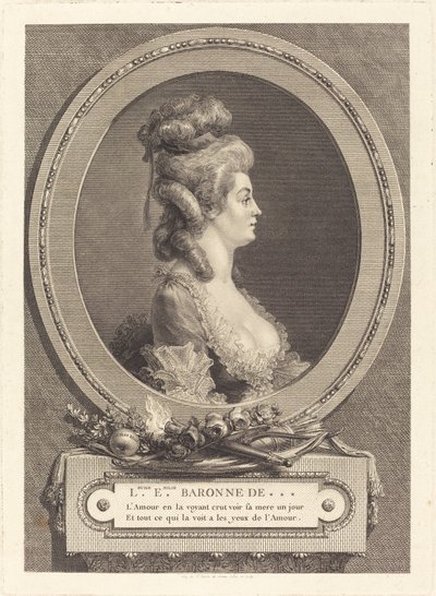 Louise Emilie Barones de *** door Augustin de Saint Aubin