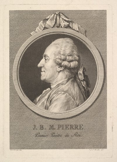 Portret van Jean-Baptiste-Marie Pierre door Augustin de Saint Aubin