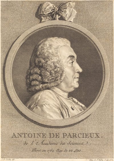 Antoine De Parcieux door Augustin de Saint Aubin after Charles Nicolas Cochin I
