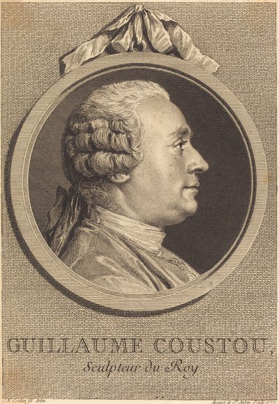 Guillaume Coustou door Augustin de Saint Aubin after Charles Nicolas Cochin II