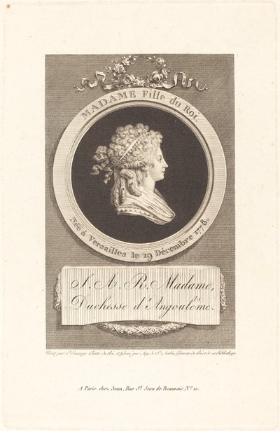 Marie-Thérèse-Charlotte, Hertogin van Angoulême door Augustin de Saint Aubin after Piat Joseph Sauvage