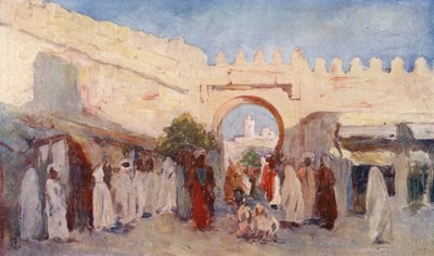 Stadspoort, Kairouan (kleurenlitho) door Augustine Fitzgerald