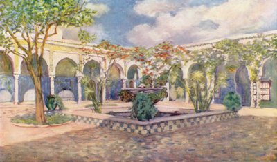 Villa Djenan El Mufti, Algiers (kleurenlitho) door Augustine Fitzgerald