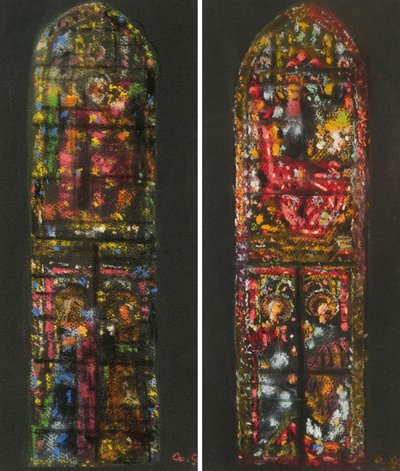 Augusto Giacometti schetst naar een glas-in-loodraam in de kathedraal van Florence door Augusto Giacometti