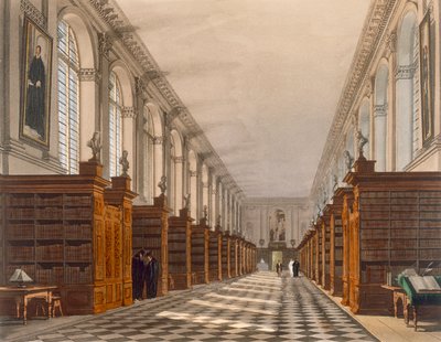 Interieur van de Trinity College Bibliotheek, Cambridge, uit De Geschiedenis van Cambridge, gegraveerd door Daniel Havell, uitgegeven door R. Ackermann, 1815 door Augustus Charles Pugin