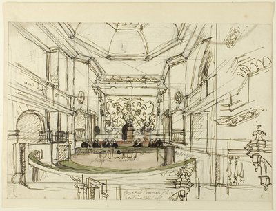 Studie voor Court of Common Pleas, Westminster Hall, uit Microcosm of London door Augustus Charles Pugin