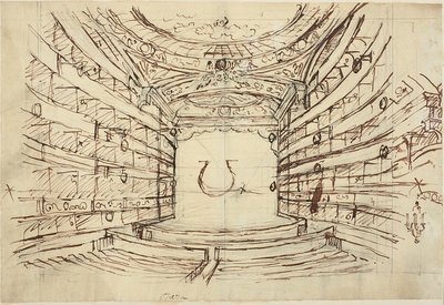 Studie voor Opera House, uit Microcosm of London door Augustus Charles Pugin