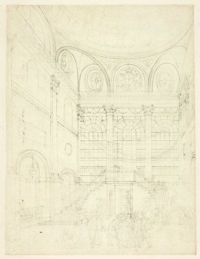 Studie voor Session House, Clerkenwell, uit Microcosm of London door Augustus Charles Pugin