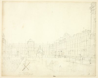 Studie voor Somerset House, Strand, uit Microcosm of London door Augustus Charles Pugin
