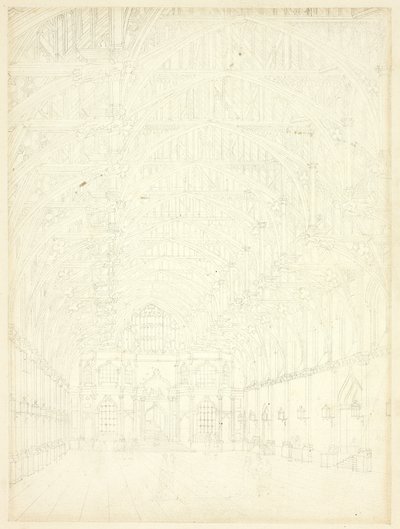 Studie voor Westminster Hall, uit Microcosm of London door Augustus Charles Pugin