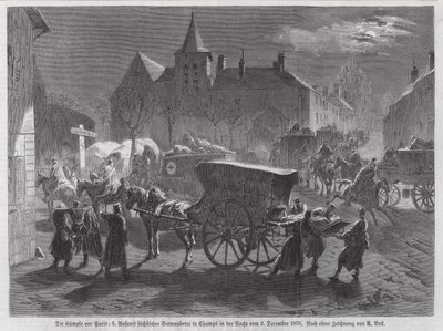Aankomst van Saksische soldaten gewond in de gevechten buiten Parijs, Frans-Pruisische Oorlog, 2 december 1870 door Augustus J. Beck