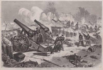 Pruisische belegeringsbatterij in het park van Le Raincy tijdens het Beleg van Parijs, Frans-Pruisische Oorlog door Augustus J. Beck