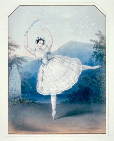 Carlotta Grisi in Giselle, akte II. Litho ... (litho) door Augustus Jules Bouvier