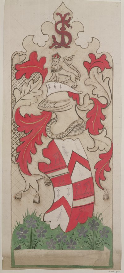 Ontwerp voor de decoratie van het Parlement (potlood, gouache & wc op papier) door Augustus Welby Northmore Pugin