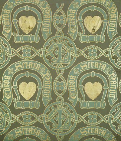 Hartmotief kerkelijk behangontwerp door Augustus Welby Northmore Pugin