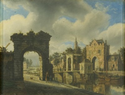Canalscène met Ophaalbrug door Augustus Wijnands