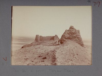 Uitzicht op Mazar Tagh (foto z/w) door Aurel Stein