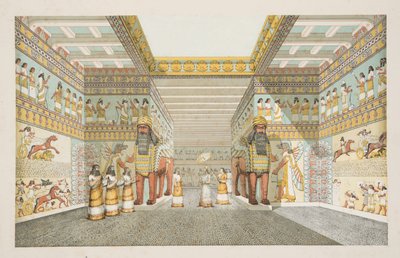 Reconstructie van de Hal van een Assyrisch paleis, uit Monumenten van Nineveh, gepubliceerd 1849 door Austen Henry Layard