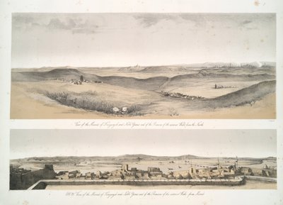 Uitzicht op de heuvels van Kouyunjik [Quyunjik] en Nebbi Yunus, en de overblijfselen van de buitenmuren, vanuit Mosul door Austen Henry Layard