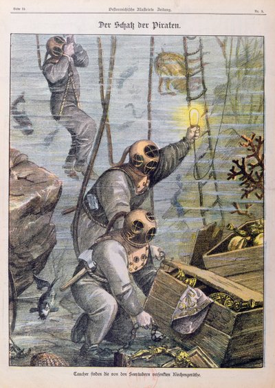 Duikers vinden schatten geplunderd door piraten uit kerken, 1897 door Austrian School