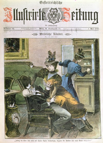 Dame rovers, voorpagina van de Illustrierte Zeitung, mei 1897 door Austrian School