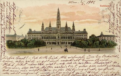 Ansichtkaart met het stadhuis in Wenen door Austrian School