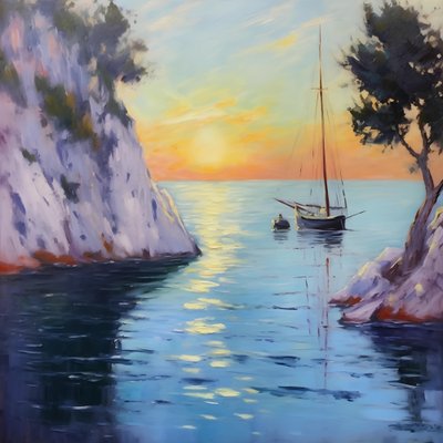 Zonsondergangzeiltocht langs de kust door Avanesova Elena