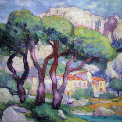 Kleurrijk mediterraan bergdorp door Avanesova Elena