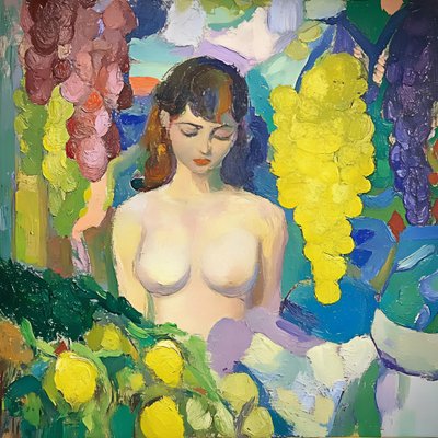 Rustige vrouw met fruit door Avanesova Elena