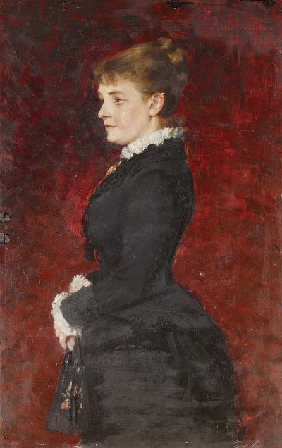 Portret - Dame in zwarte jurk door Axel Jungstedt