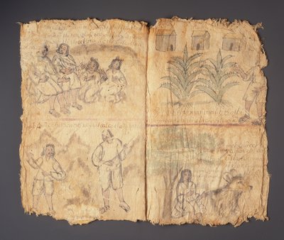 Techialoyan Codex, Coyotepec Coyonazco, Mexico door Aztec