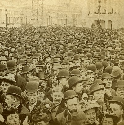 Menigte bij de opening van de Columbian Exhibition, Chicago, Illinois, VS, 1893 door B. W. Kilburn
