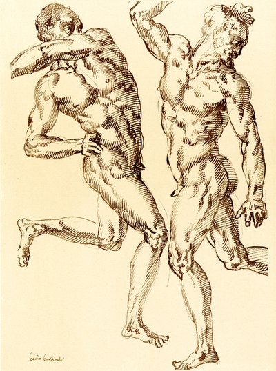Twee mannelijke naaktstudies door Baccio Bandinelli