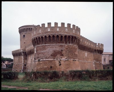 Middeleeuwse kunst: uitzicht op het kasteel van paus Julius II (Giulio) gerealiseerd door architect Baccio Pontelli (ca. 1450-1494), Gregoriopoli door Baccio Pontelli